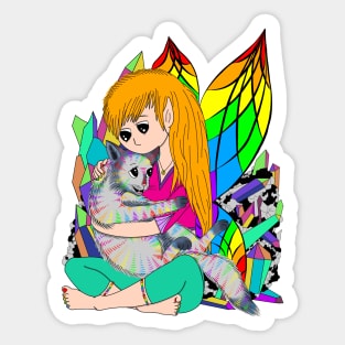 Rainbow Quartz Crystal Fairy Sticker